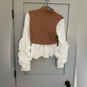 Two in one vest and long sleeve blouse
